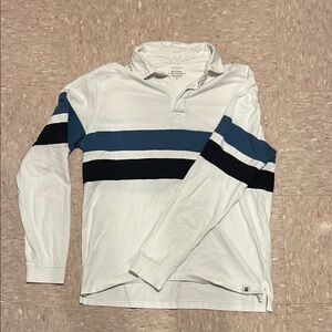 Men's White and Blue Striped Shirt